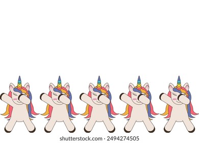 Unicorn Frame design with blank field. Design dress decor. Magical seamless ornament. Magic flat vector illustration. EPS 10