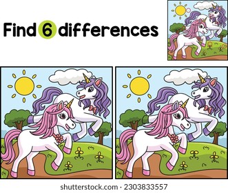 Unicornio con un amigo encuentra las diferencias
