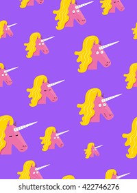 Unicorn fun pattern. Vector graphics. Seamless. 