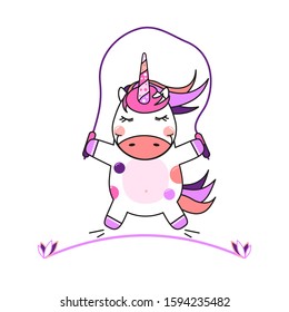 Unicorn Funny Jumping Rope Vector Image Stock Vector (Royalty Free ...