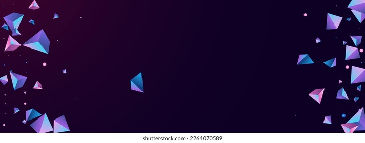 Unicorn Geometric Vector Panoramic Dark Violet Background. Rainbow Creative Shards Brochure. Gradient Business Tetrahedron Presentation. Magical Pyramid Graphic Card.
