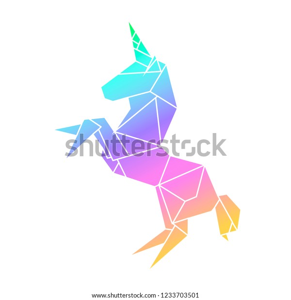 Unicorn Geometry Lowpolygonal Style Origami Rainbow