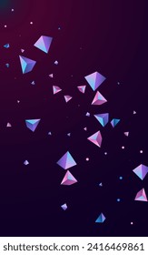 Unicorn Glass Vector Dark Violet Background. Magical Minimal Pyramid Cover. Digital Scattered Stone Flyer. Cosmic Shapes Business Template.