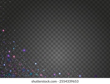 Unicorn Glitter. Cristal Poster. Purple Happy Confetti. Carnival Tinsel. Neon Background. Modern Banner. Disco Concept. Laser Colourful Explosion. Pink Unicorn Glitter