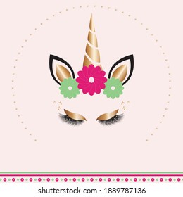 unicorn gold pink vector flower