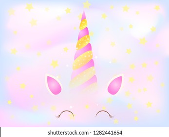 Happy Unicorn Face Vector Stock Vector (Royalty Free) 1015261792