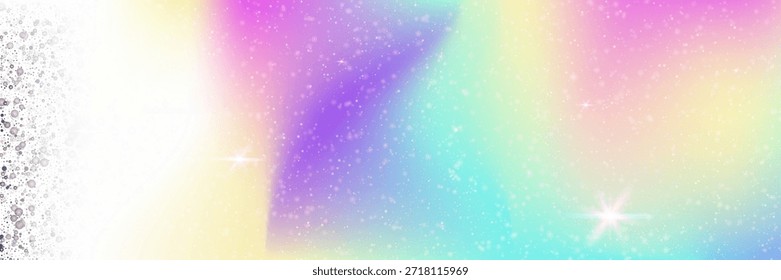 Unicorn Gradient. Pink Kawaii Background And Beautiful Rainbow Pattern. Purple Fairy Hologram. Abstract Watercolor Wallpaper Of Cosmic Candy Dream. Blue Unicorn Gradient.
