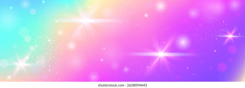 Unicorn Gradient. Pink Kawaii Hologram And Beautiful Rainbow Background. Purple Magic Pattern. Fantasy Cartoon Dream With Shiny Holographic Star Design. Blue Unicorn Gradient.