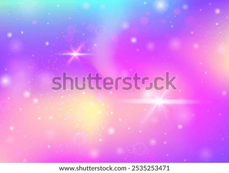 Unicorn Gradient. Pink Magic Invitation. Rainbow Background. Holographic Pastel Mesh. Purple Cosmic Hologram. Lilac Mystical Pattern. Girl Backdrop. Stars Unicorn Gradient.