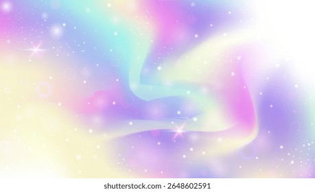 Unicorn Gradient. Pink Magic Pattern And Beautiful Kawaii Background. Purple Rainbow Hologram. Watercolor Girl Design In A Light Mermaid Backdrop. Blue Unicorn Gradient.