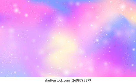 Unicorn Gradient. Pink Princess Background And Beautiful Magic Hologram. Purple Fairy Pattern. Fantasy Cartoon Dream With Shiny Holographic Star Design. Blue Unicorn Gradient.