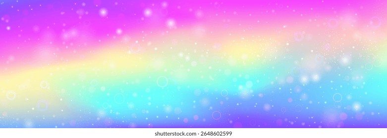 Gradiente do Unicórnio. Holograma Arco-Íris Rosa E Bela Magia Padrão. Fundo de Princesa Roxa. Textura Da Estrela Sobre O Céu Claro E O Design Do Universo Cósmico. Gradiente de unicórnio azul.