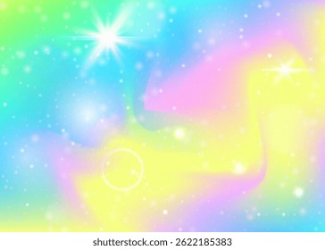 Unicorn Gradient. Yellow Kawaii Invitation. Rainbow Hologram. Iridescent Sparkles Mesh. Green Galaxy Background. Blue Fantasy Pattern. Fairy Backdrop. Party Unicorn Gradient.