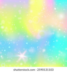 Unicorn Gradient. Yellow Rainbow Background. Girl Hologram. Fairytale Girlish Mesh. Green Fantasy Invitation. Blue Colorful Pattern. Magic Texture. Cute Unicorn Gradient.