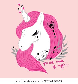 Unicorn graphic design. Tshirt graphic print, kids and more. Girl child tshirt pattern design