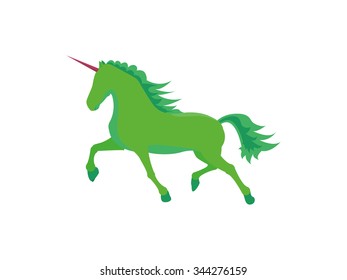 unicorn green vector on white