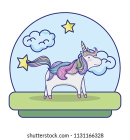 unicorn hair mane and clouds stars