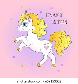 Unicorn. Hand draw. Vector illustration
