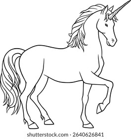 unicorn hand drawn outline vector illustration