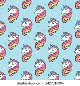Unicorn hand drawn seamless pattern - vector