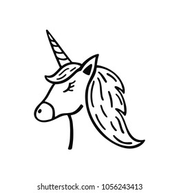 Unicorn. Hand drawn vector icon isolated on white background. Doodle illustration. Design for children.