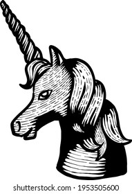unicorn hand drawn vector illustration vintage style
