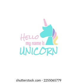 Unicorn hand written lettering inscription positive quote, calligraphy vector illustration. Text sign slogan design for quote poster, greeting card, print, cool badge. Happy birthday