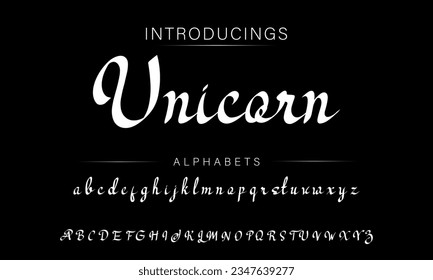 Unicorn Handwritten Brush font for lettering quotes. Hand drawn brush style modern calligraphy.