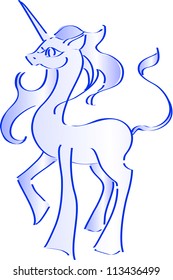 The unicorn have been drawing in lines