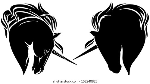 unicorn head black and white vector design