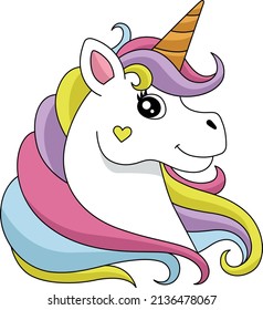 Unicorn Head Cartoon Colored Clipart 