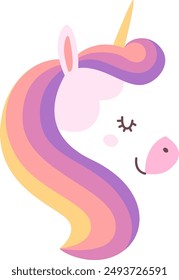 Unicorn Head With Closed Eyes Vector Illustration