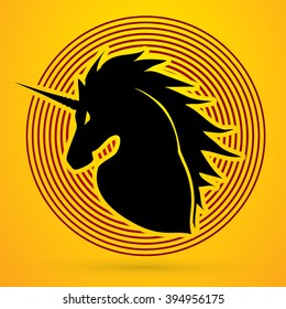 Unicorn Head designed on line circle background graphic vector.