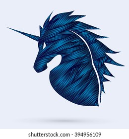 Unicorn Head designed using blue grunge brush graphic vector.