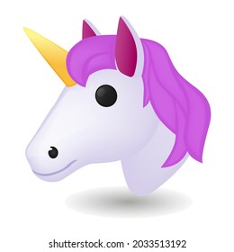 Unicorn Head Emoji Icon Illustration Sign. Fantasy Horse Vector Symbol Emoticon Design Vector Clip Art.