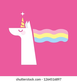 Unicorn head. Flat vector illustration EPS10