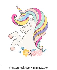 Cartoon Unicorn On Cloud Vector Stock Vector (Royalty Free) 1556066021 ...