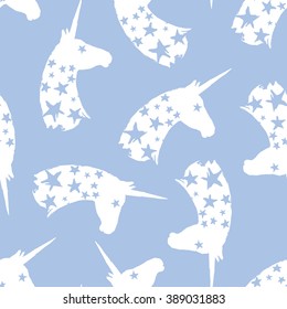 unicorn head horn pattern blue with stars