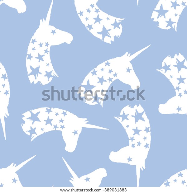 Unicorn Head Horn Pattern Blue Stars Stock Vector (Royalty Free ...