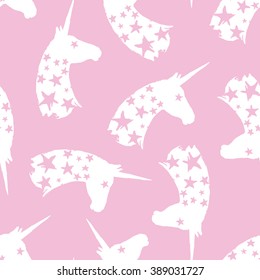 unicorn head horn pattern pink with stars