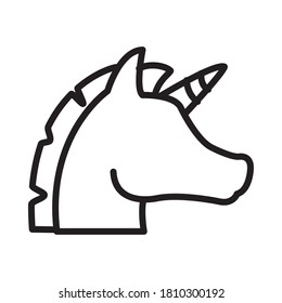 icono de cabeza de unicornio sobre fondo blanco, estilo de línea, ilustración vectorial
