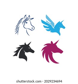 Unicorn head icon set design illustration template