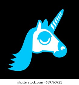 Unicorn head isolated. Fabulous beast in horn. Fantastic animal

