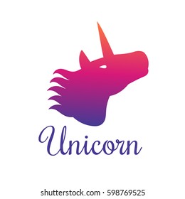 unicorn head isolated on white, vector illustration