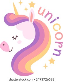 Unicorn Head With Lettering Vector Illustration