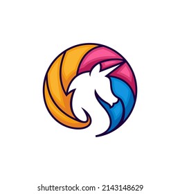 Unicorn head logo animal design vector