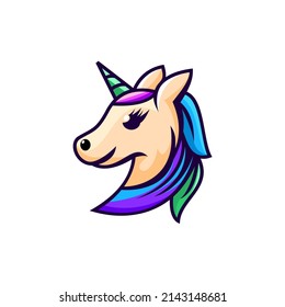 Unicorn head logo animal design vector