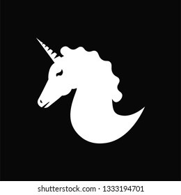 Unicorn head logo. Black and white.