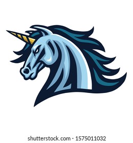 Unicorn Head Logo Design Gaming Esport Mascot Illustration