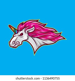 Unicorn head logo mascot svg